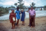 Counsellor Leonora Armstrong (center) with friends, Bahá’í youth camp near Georgetown (12/75)