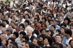 Hand of the Cause Paul Haney (foreground center), Counsellor Angus Cowan (right center), International Bahá’í Conference, Quito, Ecuador (8/82)