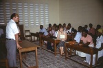 Counsellor Farzam Arbab addressing a meeting at the Anís Zunúzí Bahá'í School (10/81)