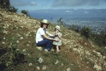 Mary Davis and view from the mountains above Port-au-Prince (6/82)