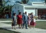 Rúhíyyih Khánum and Violette Nakhjavani arriving with dignitaries for the dedication ceremonies of the Anís Zunúzí Bahá'í School (10/82)
