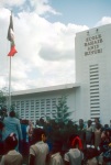 Flag raising at the dedication ceremonies of the Anís Zunúzí Bahá'í School (10/82)