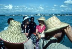En route from Les Cayes for Ile à Vâche in a small boat (11/82)