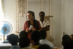 Rúhíyyih Khánum meeting with the friends at the Bahá’í Center, Port-au-Prince (11/82)