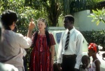 Moro Baruk, Rúhíyyih Khánum and George Marcellus, Bahá’í Center, Port-au-Prince (11/82)