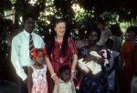 Rúhíyyih Khánum with George Marcellus and his family, Bahá’í Center, Port-au-Prince (11/82)
