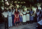 Rúhíyyih Khánum with Enold Sériphin, William Pamphile, Alix Breaud, Matty and Jess Thimm, ?, ? and ?, Bahá’í Center, Port-au-Prince (11/82)