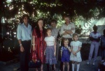 Rúhíyyih Khánum with Arnold Perreault, Adelie and Stuart North and their children Layli, Dayan and Tamera, Bahá’í Center, Port-au-Prince (11/82)