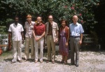 George Marcellus (National Spiritual Assembly member) and members of the Administrative Council of the Anís Zunúzí Bahá'í School Stuart North, Glen Eyford, ?, Auxiliary Board member Linda Gershuny and Hans Thimm (6/83)