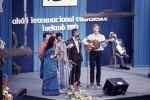 The Austrian Dawn-Breakers (l-r) Heinz Hampel-Waffenthal, Shirin Khadem-Missagh (in front), Pia Schweizer (only hair visible), Badieh Poostchi, Kambiz Poostchi, Peter Mazal, International Conference, Dublin, Ireland, June 1982