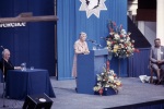 Marion Hofman (speaking), Louis Henuzet (right), International Conference, Dublin, Ireland, June 1982