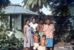 Masipei and his family in front of the Hazira, Bikenibeu