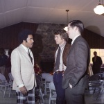 l-r: Bill Gibson, ?, Roger Dahl, wedding of Dawn Smith and Greg Dahl, Amherst, Mass. (10/74)