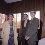 l-r: Mimi McClellan, ?, Jim Law, wedding of Dawn Smith and Greg Dahl, Amherst, Mass. (10/74)