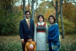 Vasudevan Nair, Penny Walker, Sitara Nair and little Vivek Nair, wedding of Dawn Smith and Greg Dahl, Amherst, Mass. (photo by David Walker, 10/74)