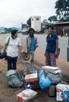 Youth travel teachers Homa Sobhani, Samuel Akale and Parvin Behi preparing to depart from Yaoundé on a month-long teaching trip