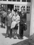 Paul Haney (right) at the House of Worship, May 4, 1947