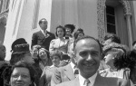 Joyce Dahl (laughing), Baha'i Convention at the House of Worship, May 4, 1947