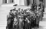 Joyce Dahl front row, Leroy Ioas behind her, Baha'i Convention at the House of Worship, May 4, 1947