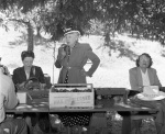 Unity Feast, Geyserville, l-r: Mildred Nicholls, Mamie Seto speaking  (flash) 7/1/1951