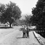 Roger Dahl and Johnny Phillips outside dorm at Geyserville 7/12/1951