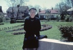 Millie Collins on the Bahá’í Temple grounds (from dupl.), 4/30/1955