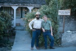 Truitt White and Greg Dahl in front of the Bahá’í Center, Nassau (11/74)