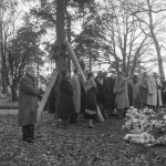 The Guardian's funeral, at grave after graveside service, Hasan Balyuzi (left), 11/57