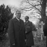 The Guardian's funeral, at grave after graveside service, Hermann Grossmann and Hasan Sabri (rear), 11/57