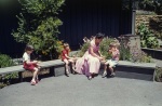 Molly King with children during Stanford Bahá’í Club party, Pebble Beach, 5/58