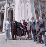 National Spiritual Assembly members Amoz Gibson, Borrah Kavelin, Charlotte Linfoot, Sarah Pereira, Charles Wolcott, Arthur Dahl, Dave Ruhe and Hugh Chance, Wilmette, 4/61