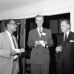 NSA reception for Paul Haney (center), with Amoz Gibson and Borrah Kavelin, 4/30/1961