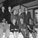 National Spiritual Assembly members seated: Amoz Gibson, Edna True, Borrah Kavelin, Sarah Pereira; standing: Arthur Dahl, Hugh Chance, Charlotte Linfoot, Charles Wolcott, David Ruhe, Wilmette, 4/30/61