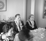 N.S.A. at dinner Sunday, wearing leis I brought from Hawaii; Mr. & Mrs. Khadem guests 10/14/1962