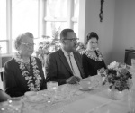 N.S.A. at dinner Sunday, wearing leis I brought from Hawaii; Mr. & Mrs. Khadem guests 10/14/1962