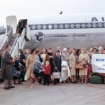 Passengers on charter flight, London, 4/63