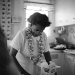 N.S.A. at dinner Sunday, wearing leis I brought from Hawaii; Mr. & Mrs. Khadem guests 10/14/1962