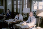 Charlotte Linfoot, Dan Jordan and Bob Quigley, National Spiritual Assembly in session, Wilmette, 3/64