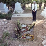 Hand of the Cause Paul Haney at the grave of Hand of the Cause Tarázu'lláh Samandari, 9/68