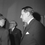 André Malraux, and Mark Tobey behind, at the Tobey show opening at the Louvre, 10/61