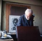 Mark Tobey in his studio, Seattle, 6/62