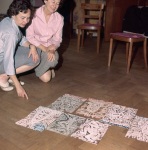 Nancy Phillips & Joyce Dahl in Mark Tobey\'s studio, Basel, 5/63
