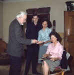 Mark Tobey, Keith Dahl, Nancy Phillips and Joyce Dahl in Tobey’s studio, Basel, 5/63