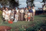 Uganda (?) about 1952 incl. (1 to r) John Allen, Isobel Sabri, Mrs. Banani, Val Allen, Violette Nakhjavani, Bahíyyih Nakhjavani, and Musa Banani
