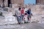 Corinth, Greece 1953, l to r: pioneers Amin Banani, Sheila Banani, Suzie Banani, Carole Allen