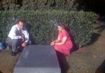 Honolulu 1946, John and Val Allen at the grave of Martha Root