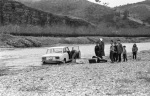 Teaching trip to the village of CheongJung Ri. Washing the car in the river, it got stuck, and was pulled out be a farmer's bullock.