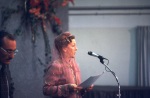 Rúhíyyih Khánum addressing the delegates before the voting