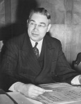 Leroy Ioas at his desk, Southern Pacific railroad company (date unknown)