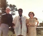 Joyce and Arthur Dahl with Dizzie Gillespie, the Dahl's deck Pebble Beach, Sept. 1968